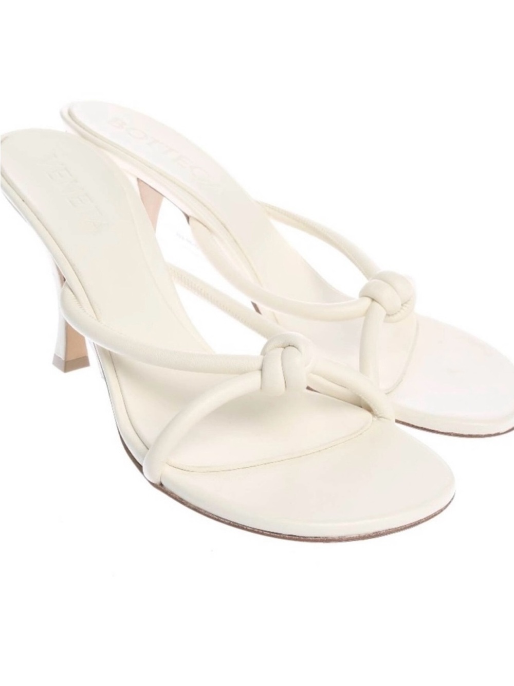Bottega Venetia Cream Knot Sandal Heels